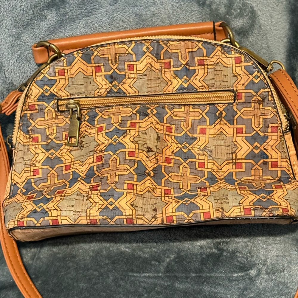 Stylish Cork And Geometric Patterned Crossbody Bag - image 3